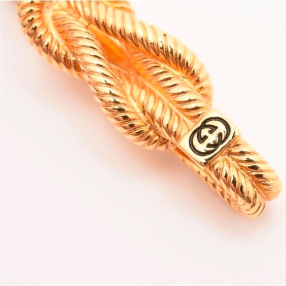 GUCCI vintage twisted sale money clip/key ring charm infinity rope gold GG logo - Picture 11 of 12